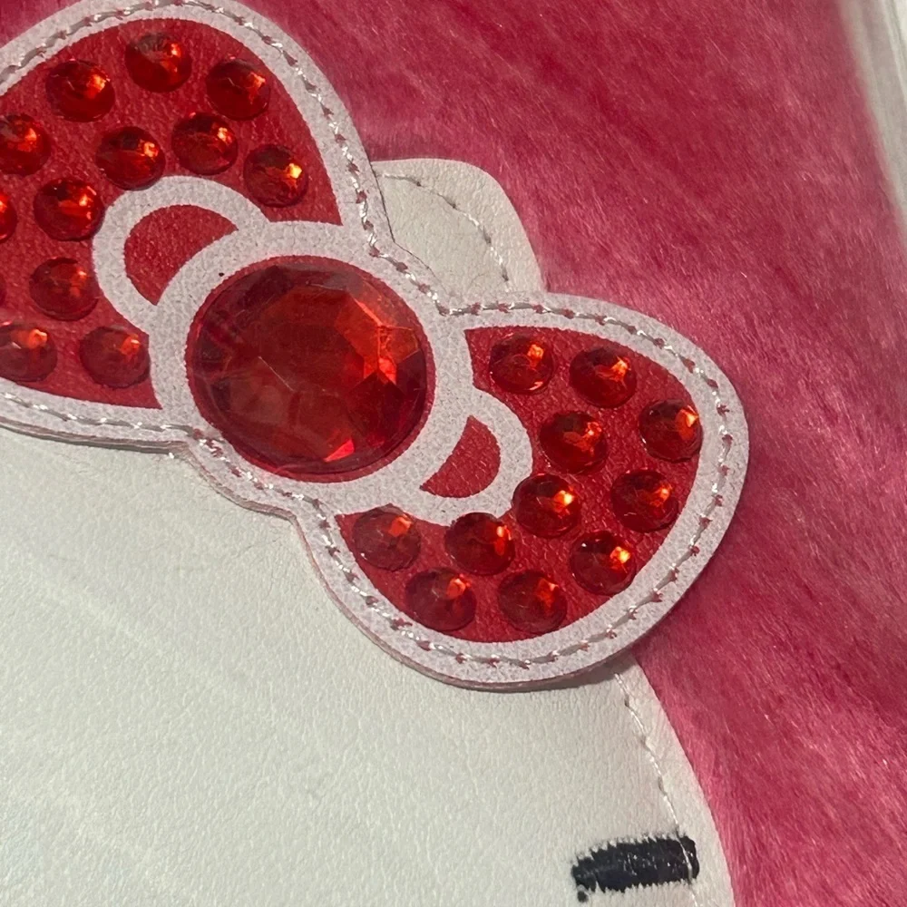 🍀 3 for $25 Hello Kitty Pink Fuzzy Papyrus Card Blank Inside All occasions